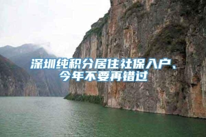 深圳纯积分居住社保入户、今年不要再错过