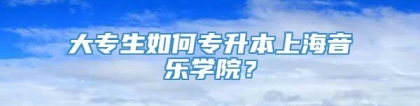 大专生如何专升本上海音乐学院？