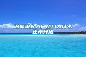 深圳积分入户窗口为什么还未开放