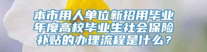 本市用人单位新招用毕业年度高校毕业生社会保险补贴的办理流程是什么？