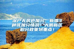 深户无房也加分，新增3种可加分情况！大鹏新区积分政策划重点！