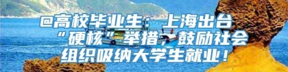 @高校毕业生：上海出台“硬核”举措，鼓励社会组织吸纳大学生就业！