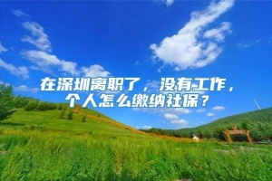 在深圳离职了，没有工作，个人怎么缴纳社保？