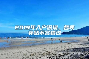 2019年入户深圳，各项补贴不容错过