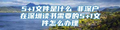 5+1文件是什么 非深户在深圳读书需要的5+1文件怎么办理