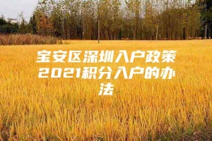 宝安区深圳入户政策2021积分入户的办法