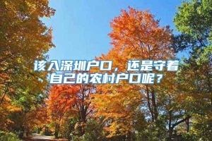 该入深圳户口，还是守着自己的农村户口呢？