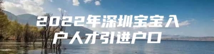 2022年深圳宝宝入户人才引进户口