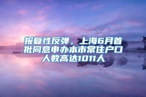 报复性反弹，上海6月首批同意申办本市常住户口人数高达1011人