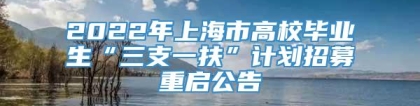 2022年上海市高校毕业生“三支一扶”计划招募重启公告