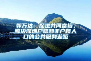 郭万达：促进共同富裕，解决深圳户籍和非户籍人口的公共服务差距