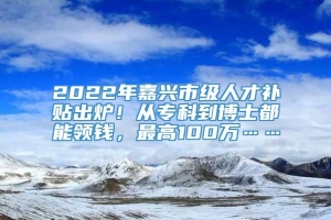 2022年嘉兴市级人才补贴出炉！从专科到博士都能领钱，最高100万……