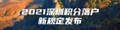 2021深圳积分落户新规定发布