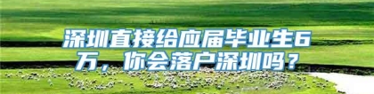 深圳直接给应届毕业生6万，你会落户深圳吗？