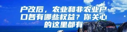 户改后，农业和非农业户口各有哪些权益？你关心的这里都有