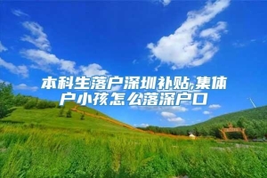 本科生落户深圳补贴,集体户小孩怎么落深户口