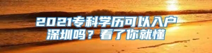 2021专科学历可以入户深圳吗？看了你就懂