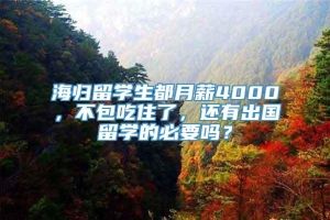 海归留学生都月薪4000，不包吃住了，还有出国留学的必要吗？