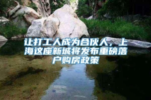 让打工人成为合伙人，上海这座新城将发布重磅落户购房政策