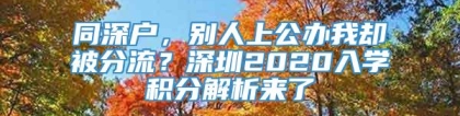 同深户，别人上公办我却被分流？深圳2020入学积分解析来了