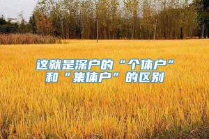 这就是深户的“个体户”和“集体户”的区别