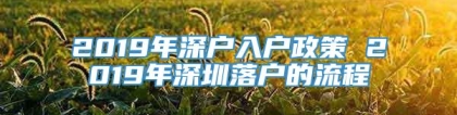 2019年深户入户政策 2019年深圳落户的流程