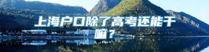 上海户口除了高考还能干嘛？