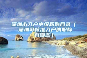 深圳市入户中级职称目录（ 深圳可核准入户的职称有哪些）