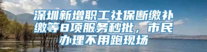 深圳新增职工社保断缴补缴等8项服务秒批，市民办理不用跑现场