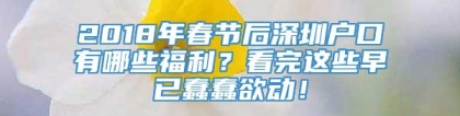 2018年春节后深圳户口有哪些福利？看完这些早已蠢蠢欲动！