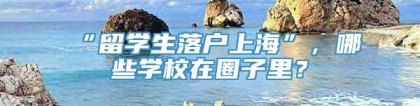 “留学生落户上海”，哪些学校在圈子里？