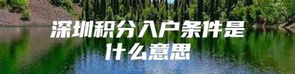 深圳积分入户条件是什么意思