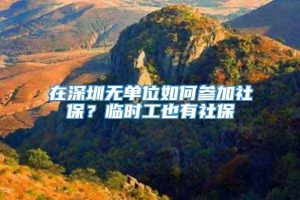 在深圳无单位如何参加社保？临时工也有社保