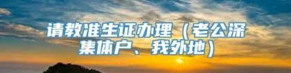 请教准生证办理（老公深集体户、我外地）