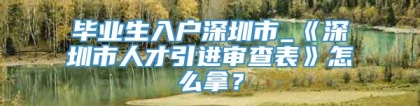 毕业生入户深圳市_《深圳市人才引进审查表》怎么拿？