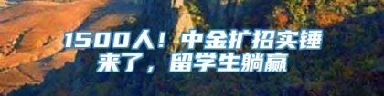 1500人！中金扩招实锤来了，留学生躺赢