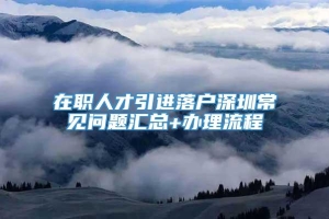 在职人才引进落户深圳常见问题汇总+办理流程