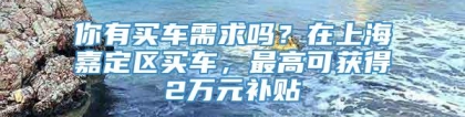 你有买车需求吗？在上海嘉定区买车，最高可获得2万元补贴