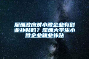 深圳政府对小微企业有创业补贴吗？深圳大学生小微企业就业补贴