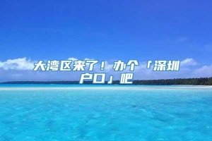 大湾区来了！办个「深圳户口」吧