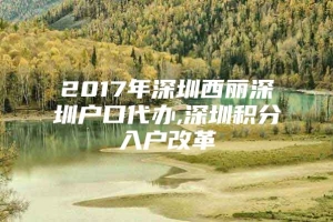 2017年深圳西丽深圳户口代办,深圳积分入户改革