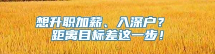 想升职加薪、入深户？ 距离目标差这一步！