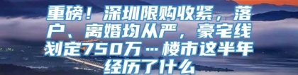 重磅！深圳限购收紧，落户、离婚均从严，豪宅线划定750万…楼市这半年经历了什么