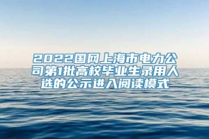 2022国网上海市电力公司第1批高校毕业生录用人选的公示进入阅读模式