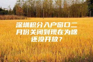 深圳积分入户窗口二月份关闭到现在为啥还没开放？