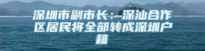 深圳市副市长：深汕合作区居民将全部转成深圳户籍