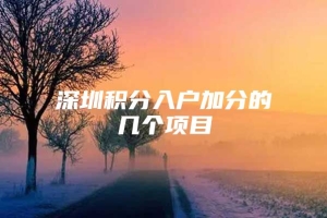 深圳积分入户加分的几个项目