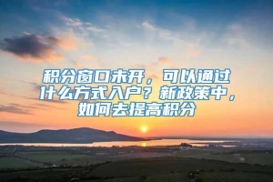 积分窗口未开，可以通过什么方式入户？新政策中，如何去提高积分