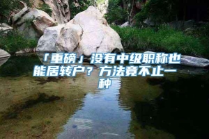 「重磅」没有中级职称也能居转户？方法竟不止一种