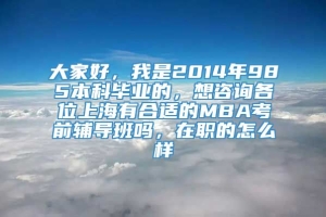 大家好，我是2014年985本科毕业的，想咨询各位上海有合适的MBA考前辅导班吗，在职的怎么样